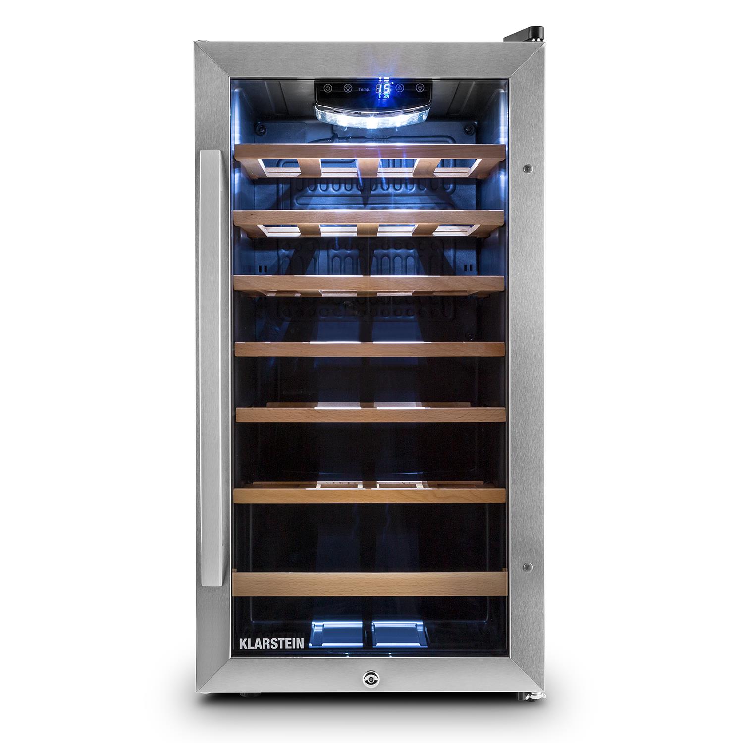 Vivo Vino 26 Wine Refrigerator 26 Bottles 88 Litre Stainless Steel LED