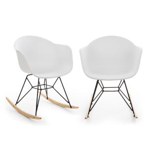 Skandi Conjunto de 2 Cadeiras de Baloiço Polipropileno Branco Branco