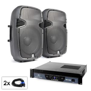 Conjunto PA "SPJ Boom 15" Par de altifalantes 38 cm e amplificador 1500W 