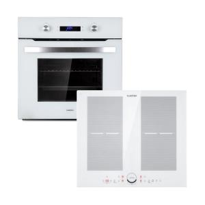 Gusteau Delicatessa Conjunto de Fogão Embutido Indução 7000W 64L Branco Aço Inox 