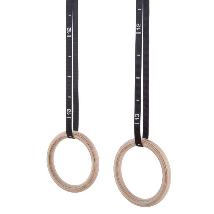 Gymnastic Ring Set Wood Quick Release Nylon Straps Gymnastics