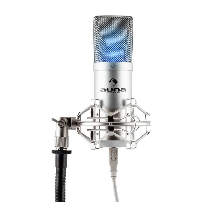 MIC-900-LED USB Condensatore Microfono Argento Rene LED