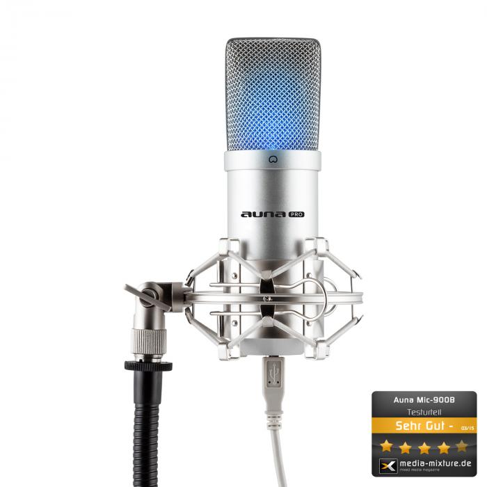 USB Kondensatormikrofon Gesangs  LED Spinne Microfon Niere Aufnahme LED Weiß 