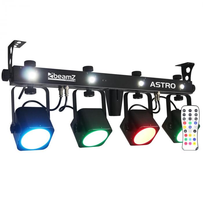Beamz LED ASTRO PARBAR 4-drożny Kit COB 4 x 10W LED DMX przełącznik nożny