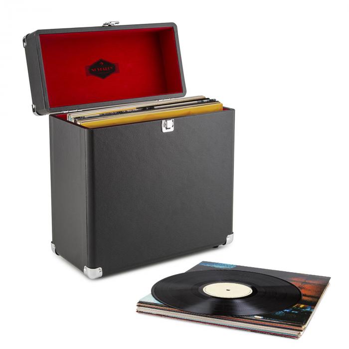 Vinylbox Valigetta Porta Dischi Pelle Nostalgia 30 LPs nero