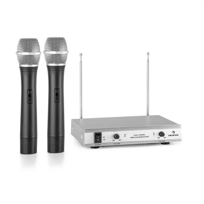VHF-2-H Radiomicrofono VHF 2 Canali Set 2 x Microfoni 50m
