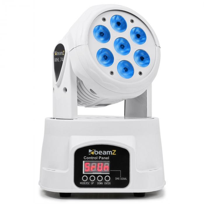 MHL-74 Moving-Head Mini Wash 7X10W DMX 12-Kanal RGBW weiß MHL-74 Moving-Head Mini Wash 7X10W DMX 12-Kanal RGBW weiß