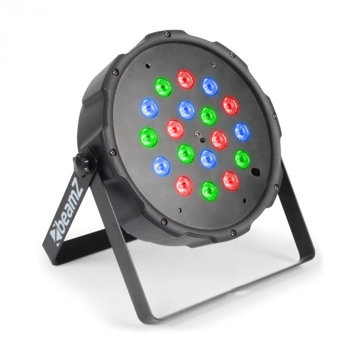 BeamZ FlatPAR 118B Foco PAR 18 ledes de 1 W RGB LED DMX IR Mando a