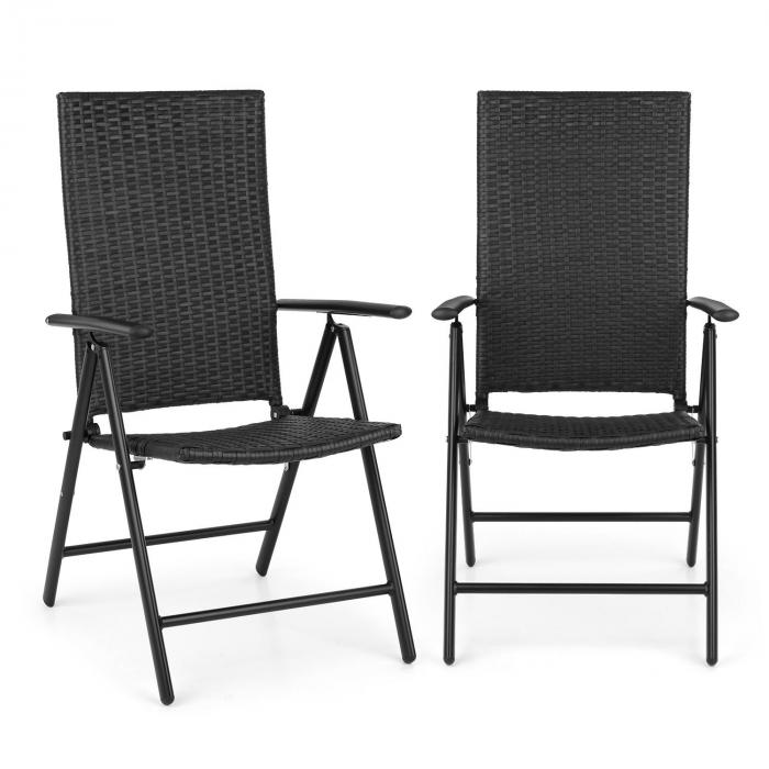 Estoril Garden Chair Poly Rattan Aluminium 7 Steps Hinged Black