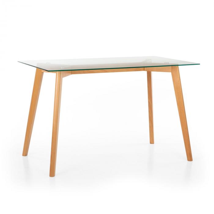 Besoa Svenson Tavolo Con Piano In Vetro Faggio 120 X 75 X 70 Cm Legno