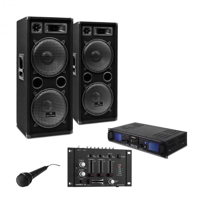 DJ Equipment 'DJ-27' PA System - Amplifier PA Speakers 2000W USB SD MP3
