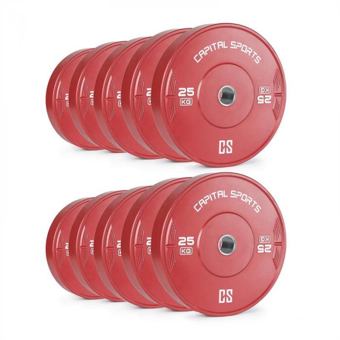 Nipton Bumper Plates 5 Pairs 25 kg Red Hard Rubber 10x 25 kg at the