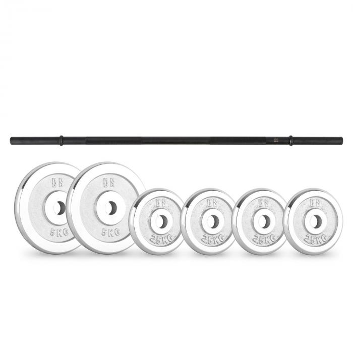 Juego de discos de pesas de 20 kg con barra recta | 4x 2,5 Juego de discos de pesas de 20 kg con barra recta | 4x 2,5