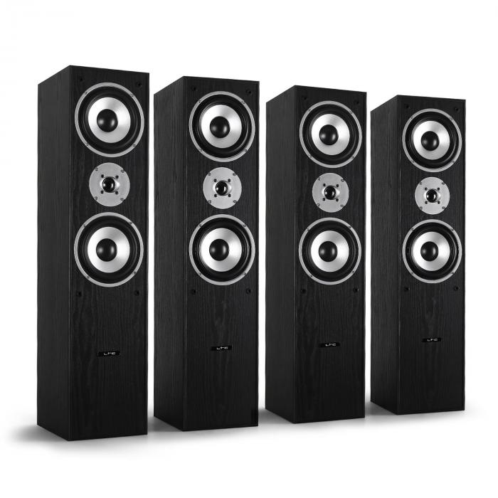Ash Black Silver Home Hifi Cinema Theatre Surround Tower Speakers 1400w