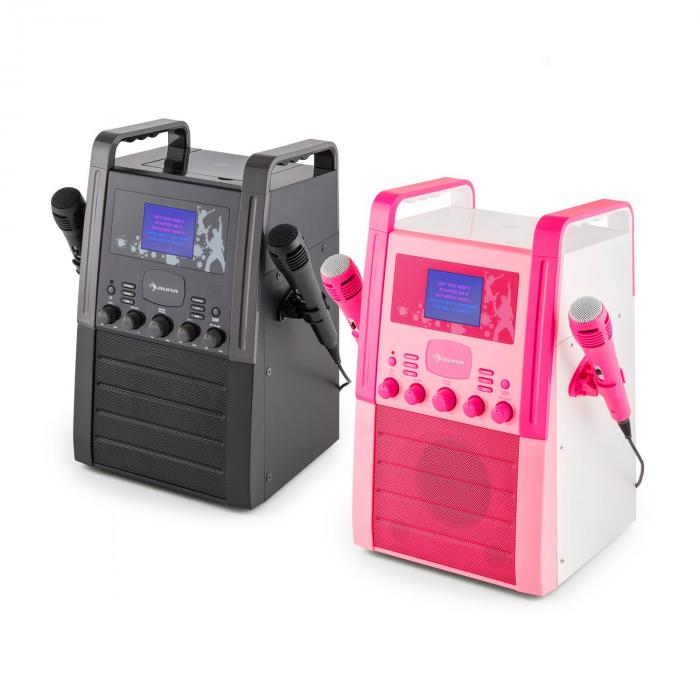 KA8PV2 PK Karaoke Machine CD Player with Microphones Pink