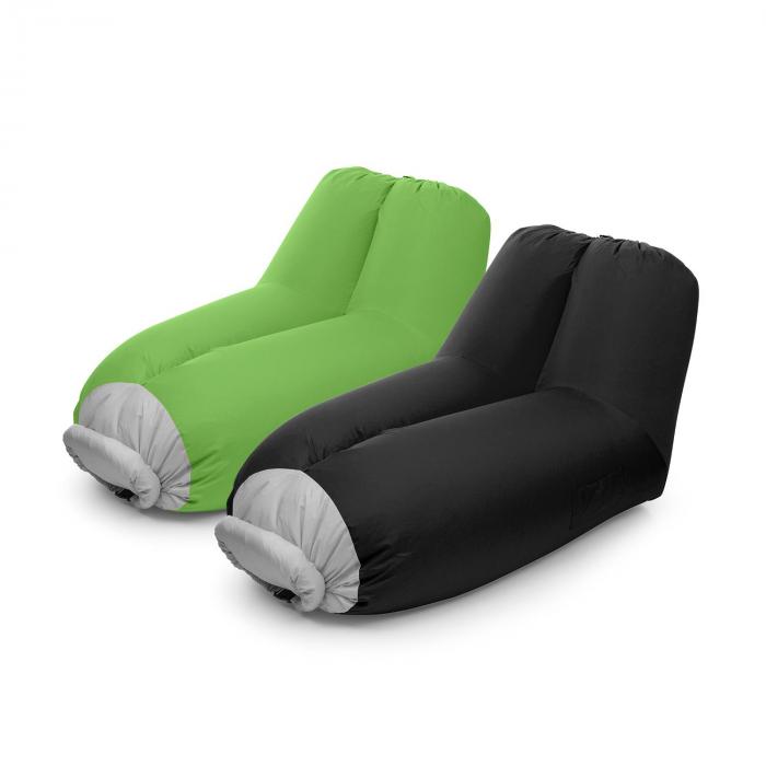 Blumfeldt Airlounge Divano Gonfiabile 90x80x150cm Zaino Lavabile Poliestere Nero