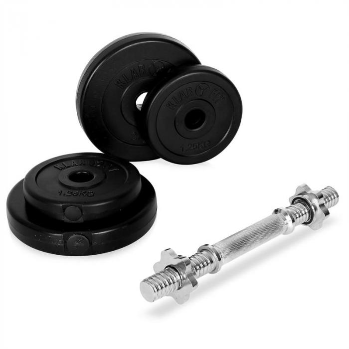 Dumbbell Set Barbell Curl Bar 14 x Weights 75kg Plastic Coated