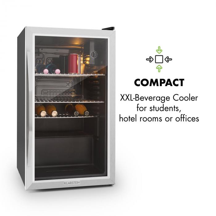 Beersafe XXL Kühlschrank 80 Liter Klasse A+ Glastür Edelstahl