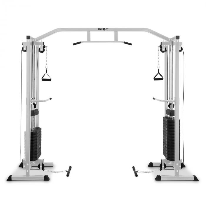 Klarfit Cablefit kabeltrekstation cable pull rack staal 2 x 170 lb zilver