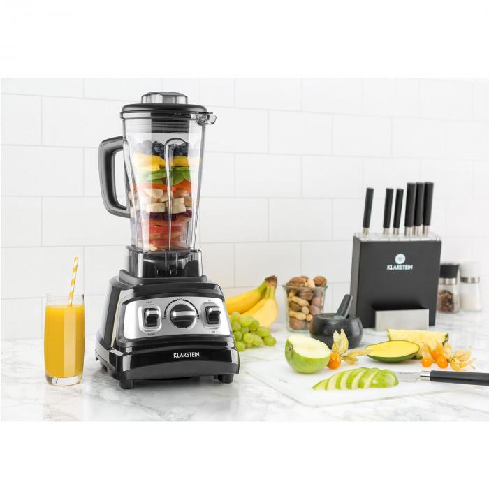 KLARSTEIN STANDMIXER SMOOTHIEMAKER 1500W 2L MAHLEN CRUSHEN KOCHEN SCHWARZ 2 PS