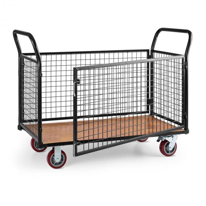 Loadster Gitterwagen Rollwagen Magazinwagen max.500kg Holzboden schwarz