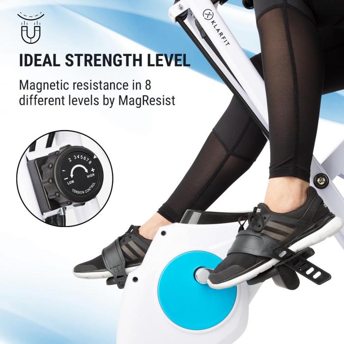 Klarfit Azura Plus V/élo dexercice 3-en-1 /• Fitness Bike /• Cardio Training /• Entra/înement par Courroie /• Pulsom/ètre /• 8 Niveaux de r/ésistance magn/étique