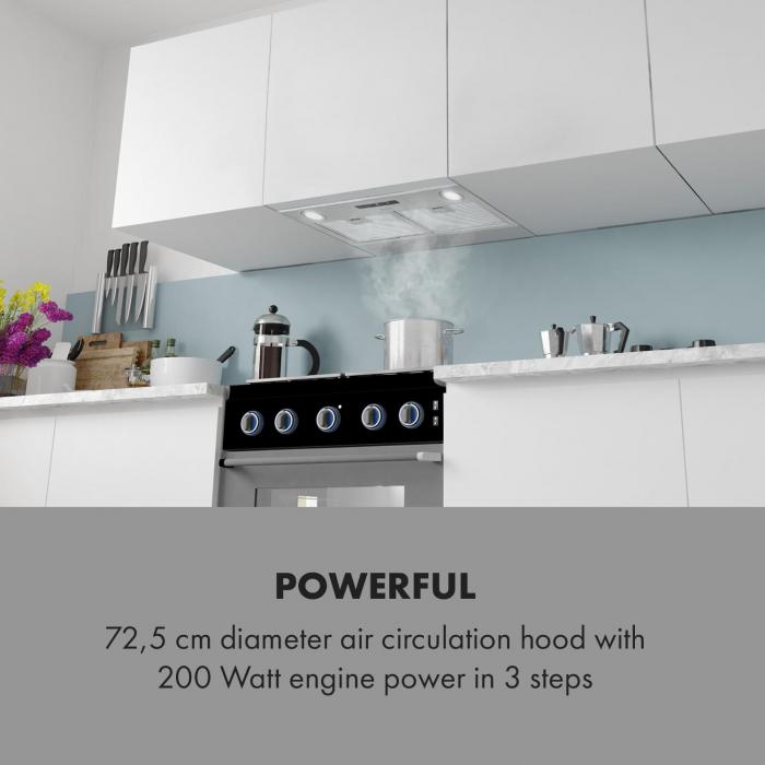 Klarstein Paolo Hotte Ilot Aspirante Encastrable 72 Cm 600 M H Classe A Inox Ar