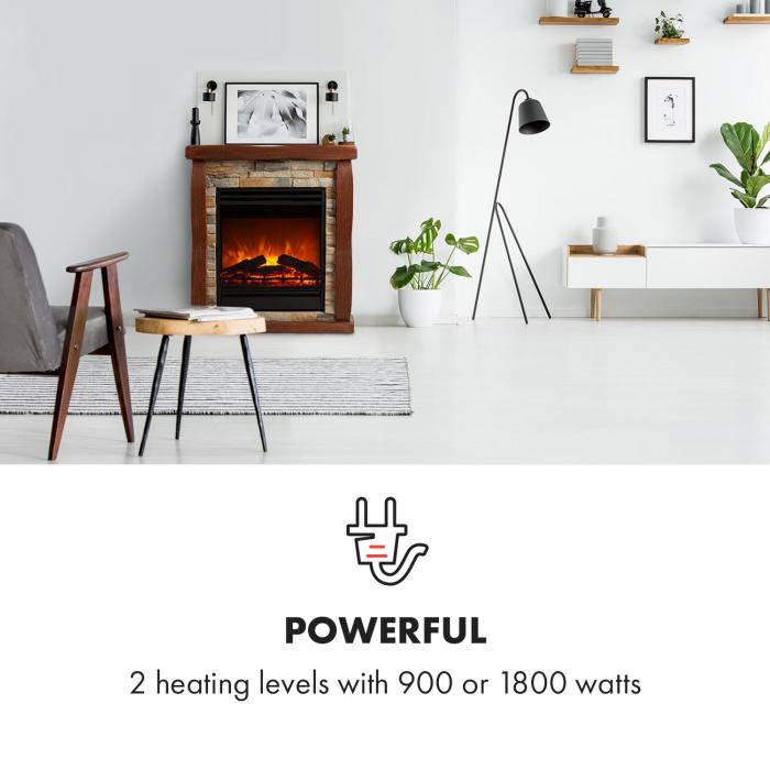 Klarstein Lienz Chimenea eléctrica 1800W Decoración de piedra Polystone