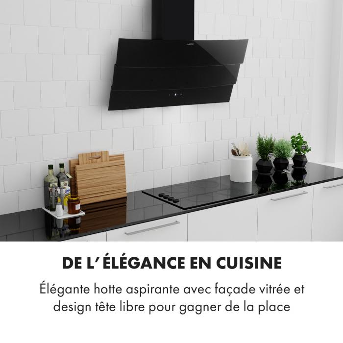 Klarstein Antonia Hotte Murale 90cm 350m H Panneau Tactile Classe B Noir