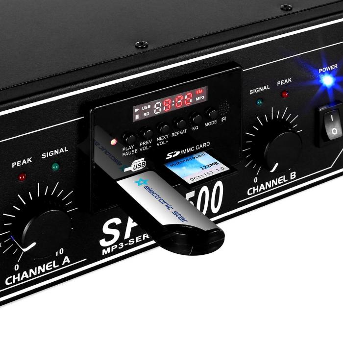 SPL1500 Watt DJ PA Hifi Amplifier SD USB MP3 System Black MP3Player