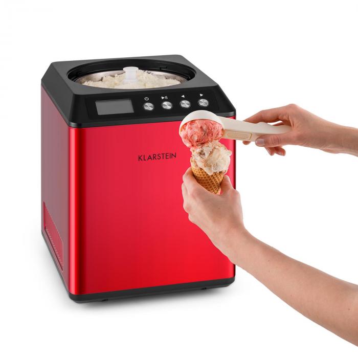 Vanilla Sky Ice Cream Machine Compressor 2L Stainless Steel 180W Red