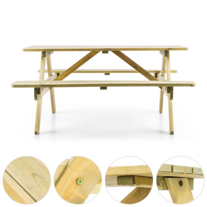 Blumfeldt Table De Pique Nique Avec Banc Meuble Jardin Pour Enfants Bois