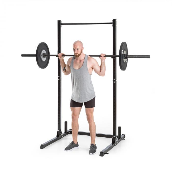 HR 1100 Weight Lifting Rack Half Rack 2 JHooks Pull Up Bar Black