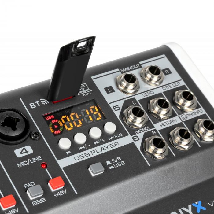 Vonyx VMM-K602 6-Channel Music Mixer Bluetooth USB Audio Interface