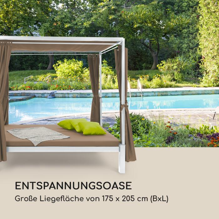 Senator Lounge Gartenliege Lounge Pavillon 188x208x205 Cm 8cm Dicke Liegeflache Wasserfestes Sonnenschutzdach Dach Vorhange Aus Polyester Bezuge Vorhange Waschbar Pulverbeschichteter 4