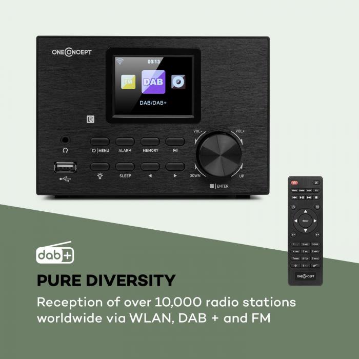 Indulge Cleanly Unparalleled oneConcept Streamo Stereo System with Internet Radio WLAN DAB + FM CD  Player BT Black