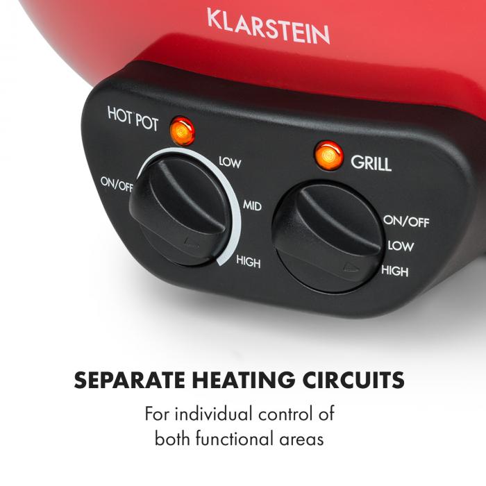 Klarstein Szechuan Hot Pot and Grill Plate 5l Vol. 1350 W, 600 W Red