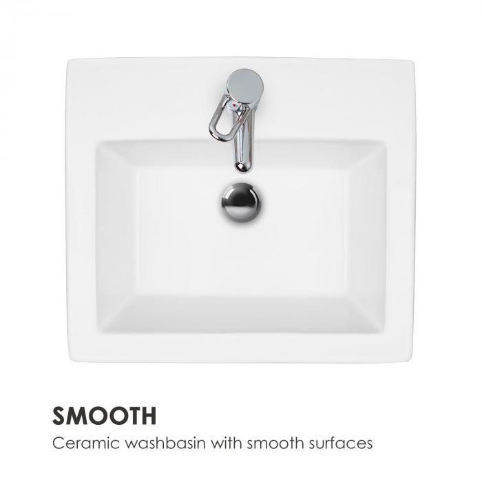 Montaggio a Parete Lavandino in Ceramica Facile da Pulire Grazie alle Superfici Lisce Lavandino con Base Design Moderno Besoa Martinique Bianco