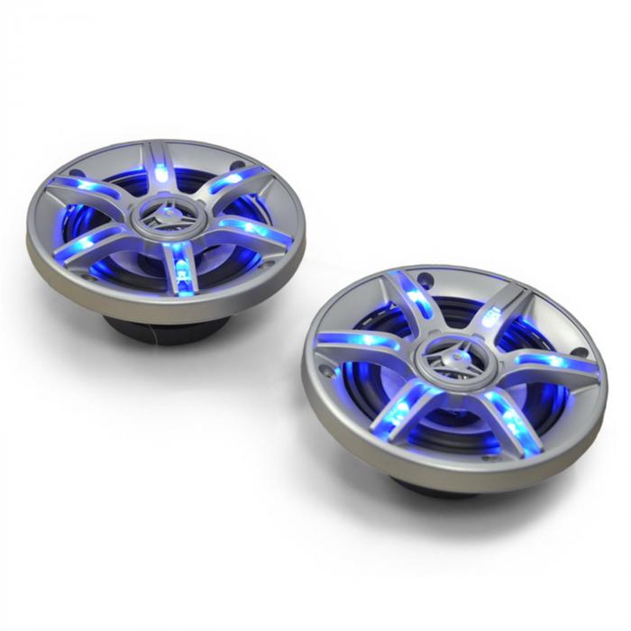 Effet Lumineux int/égr/é electronic star AUNA Black Line 140 Set HiFi Auto Pack Tuning Voiture avec Subwoofer - Noir Ampli et c/âbles