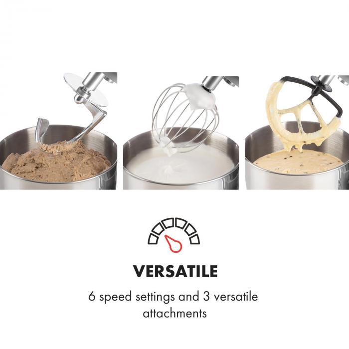 Klarstein Tk2-Mix8-S Bella Argentea Küchenmaschine 1200W 5 Liter 2021 Klarstein Tk2-Mix8-S Bella Argentea Küchenmaschine 1200W 5 Liter 2021