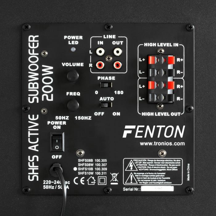 SHFS08B Home Hifi Active 8" Subwoofer Black 20 cm (8") active subwoofer at the Best Price!