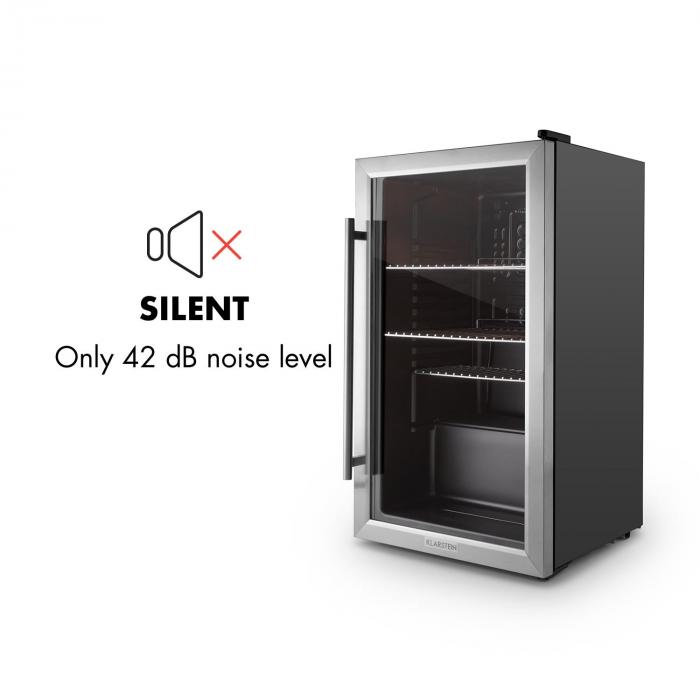 Beersafe XXL Kühlschrank 85 Liter Klasse A+ Glastür Edelstahl Silber