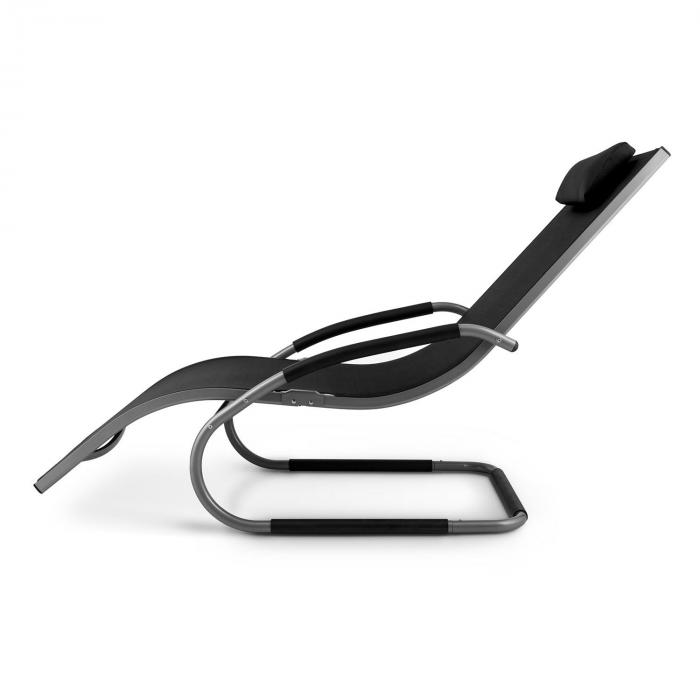 Blumfeldt Sunwave Chaise Longue Transat Relax Aluminium Noir