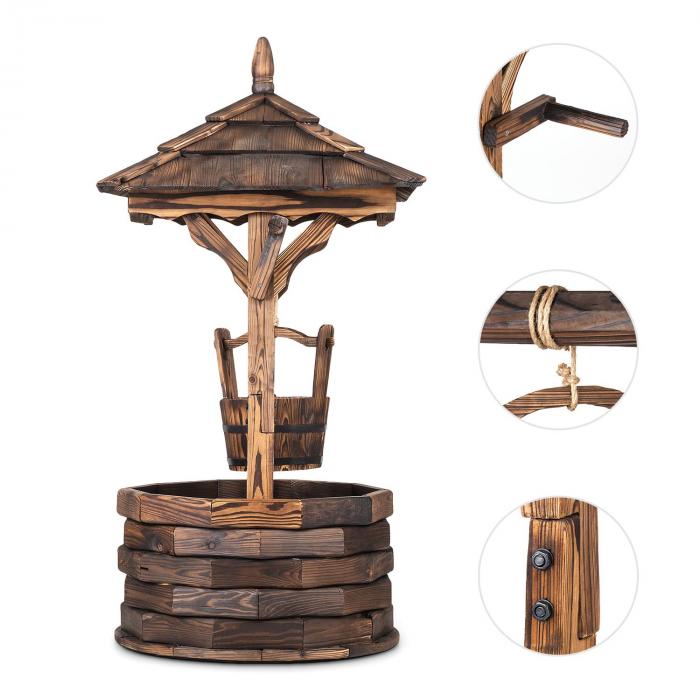 Loreley Garten Brunnen Garten Dekoration 125cm Tannenholz Geflammt