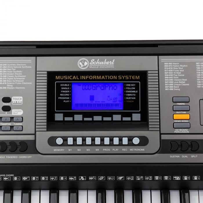 Schubert Etude 450 USB • teclado • teclado de aprendizaje • 61 teclas • teclas de luz • sensibilidad a la rapidez • función de grabación y reproducción • 3 modos de aprendizaje • USB MIDI • 