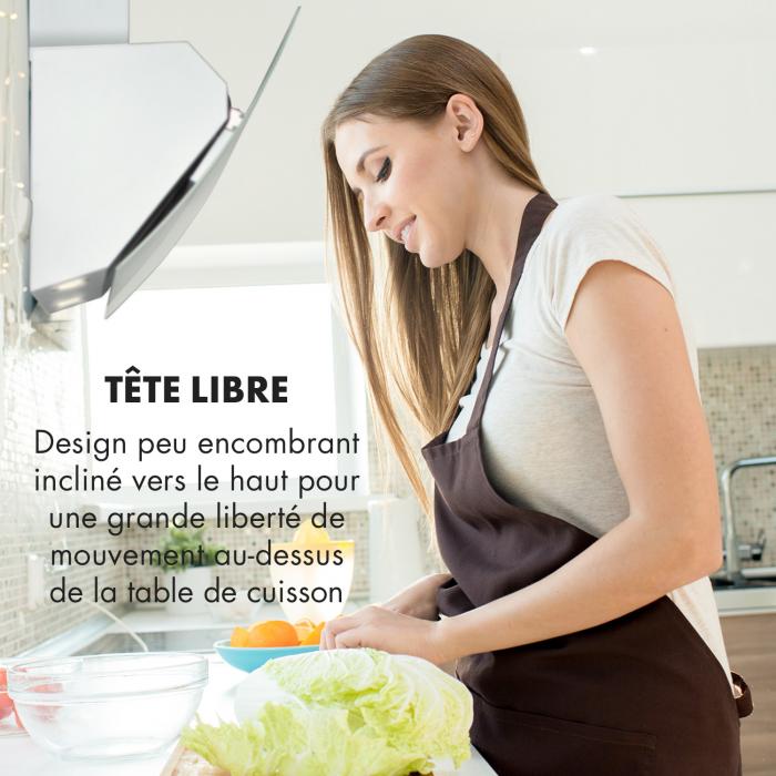 klarstein annabelle 60 hotte murale aspirante 60cm 650m h classe b verre blanc