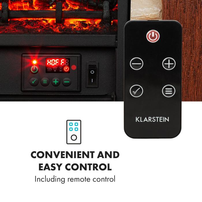 Klarstein Lienz Chimenea eléctrica 1800W Decoración de piedra Polystone