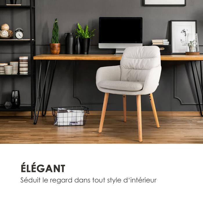 Doug chaise rembourrée mousse pieds en bois polyester crème Doug chaise rembourrée mousse pieds en bois polyester crème