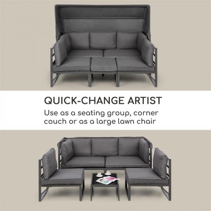 blumfeldt ravenna lounge set garden 4 piece convertible poly rattan aluminium