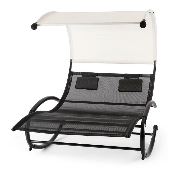 Dondolo Giardino VERDELOOK Amalfi - 3 Posti, Tettuccio, Grigio, Struttura Acciaio, 178x113x165 Cm - Foto 4